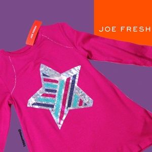 NWT Joe Fresh Toddler Pink Glitter Star Soft Dress